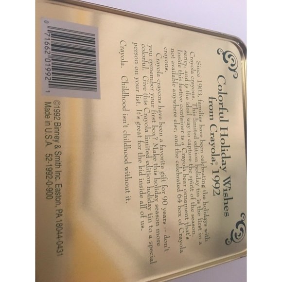 Vtg Crayola Crayon Collectors Tin 64Crayons Plus Bear Ornament 1992 Series First - Picture 7 of 12